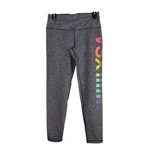 Victorias Secret VSX Sport Knockout Leggings Gray Vibrant Rainbow Logo Med Short